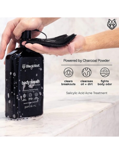 Black Wolf - Charcoal Body Wash - 1000ml @ BarberKing.ca