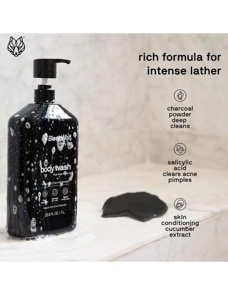 Black Wolf - Charcoal Body Wash - 1000ml @ BarberKing.ca