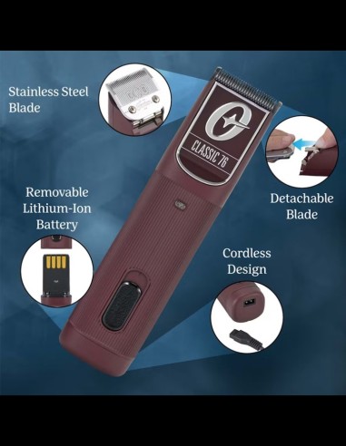 Oster Clipper - Cordless Classic 76 Burgundy @ BarberKing.ca