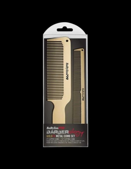 BabylissPRO Comb - GoldFX Metal Comb Duo @ BarberKing.ca