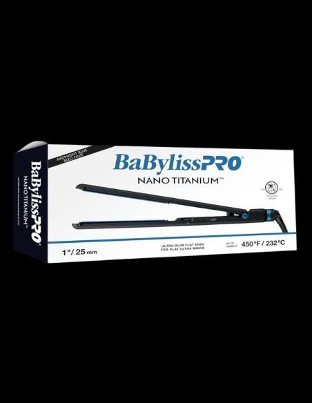 BaBylissPRO - Nano Titanium Ultra Slim Flat Iron 1In (Midnight Blue) @ BarberKing.ca