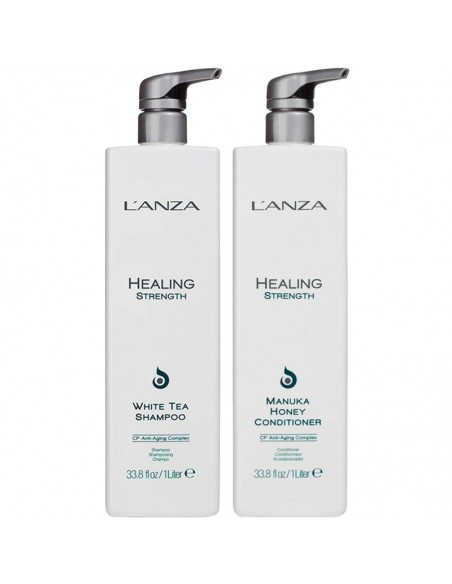 LANZA Healing Strength - White Tea and Manuka Honey Duo - 1000ml @ BarberKing.ca